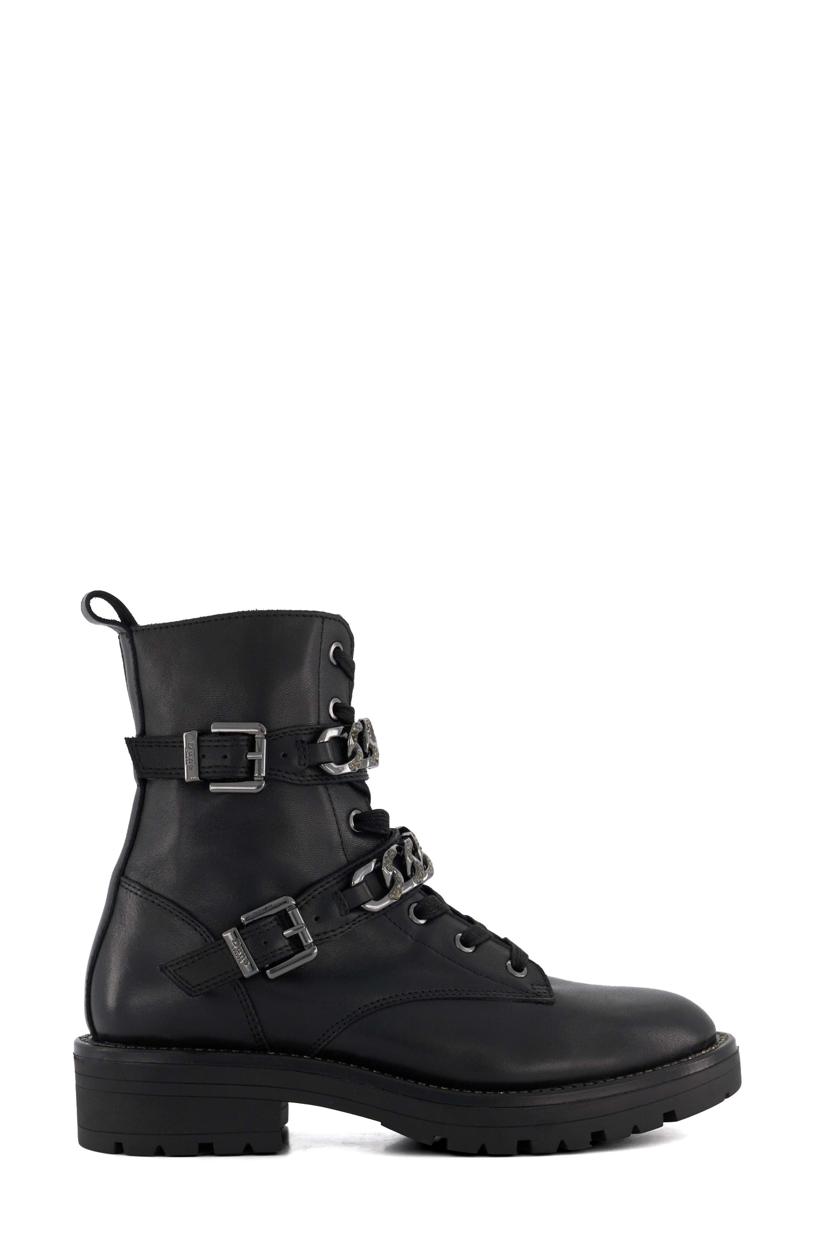 Dune London Plazas Combat Boot, Alternate, color, Black