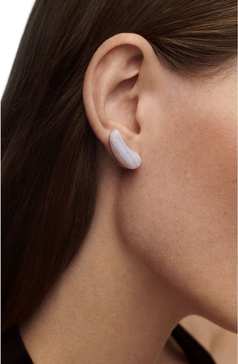 PDPAOLA Blue Lace Agate Aqua Earrings, Alternate, color, Blue Lace