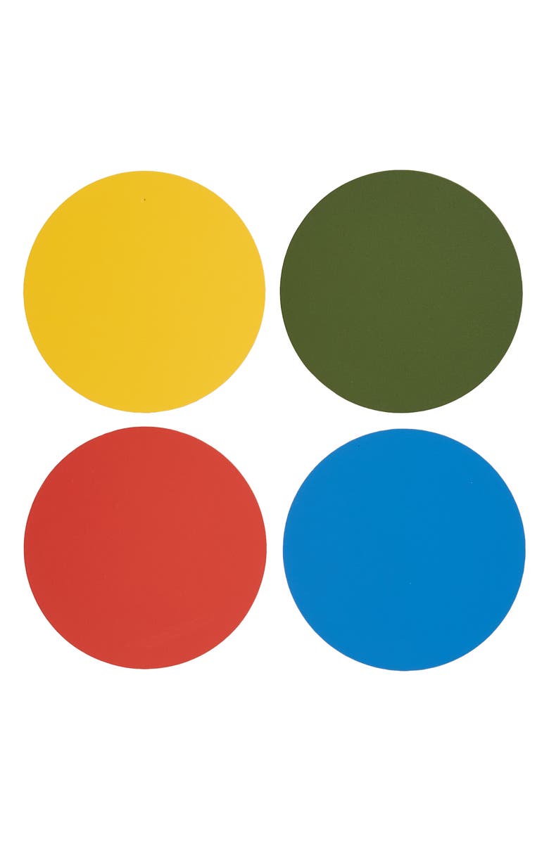 MoMA Design Store Set of 4 Reversible Recycled Leather Coasters, Main, color,
