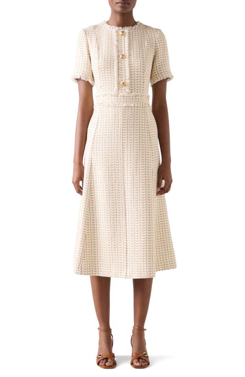 Lk Bennett Julia Tweed A-line Dress In White