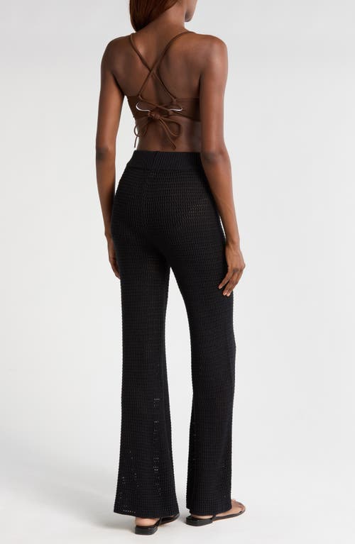 Elan Crochet Wide Leg Cover-up Pants In Black