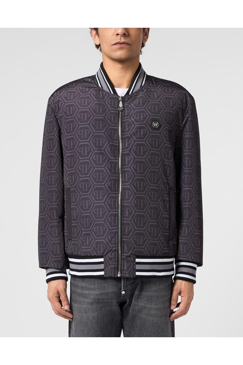 Nylon Bomber All-over Monogram Men, Main, color, black