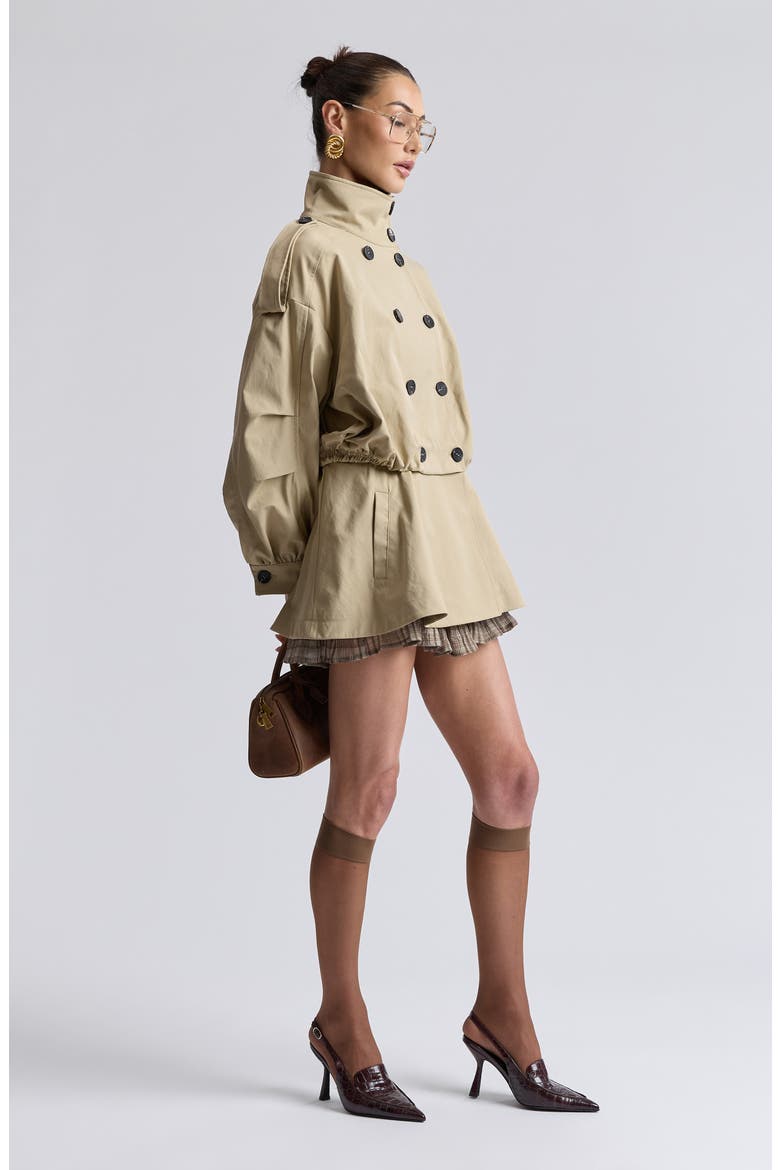 Blouson Peplum Trench Jacket, Alternate, color, KHAKI