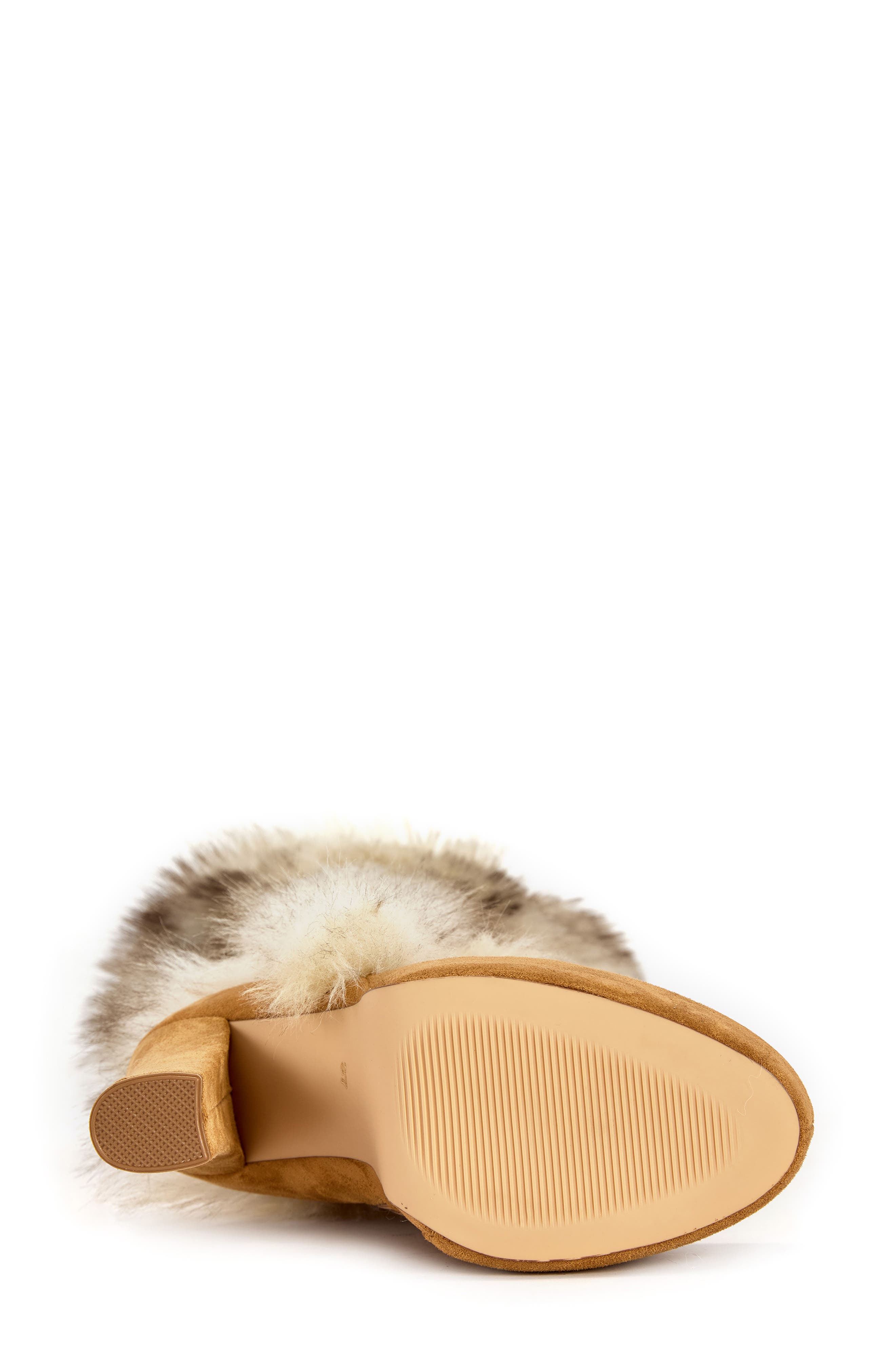 Rylan Faux Leather Knee High Boot with Faux Fur Trim, Alternate, color, CAMEL