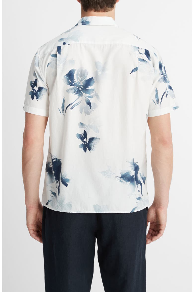 Faded Floral Print Short Sleeve Shirt, Alternate, color, OPTIC WHITE/ DEEP INDIGO