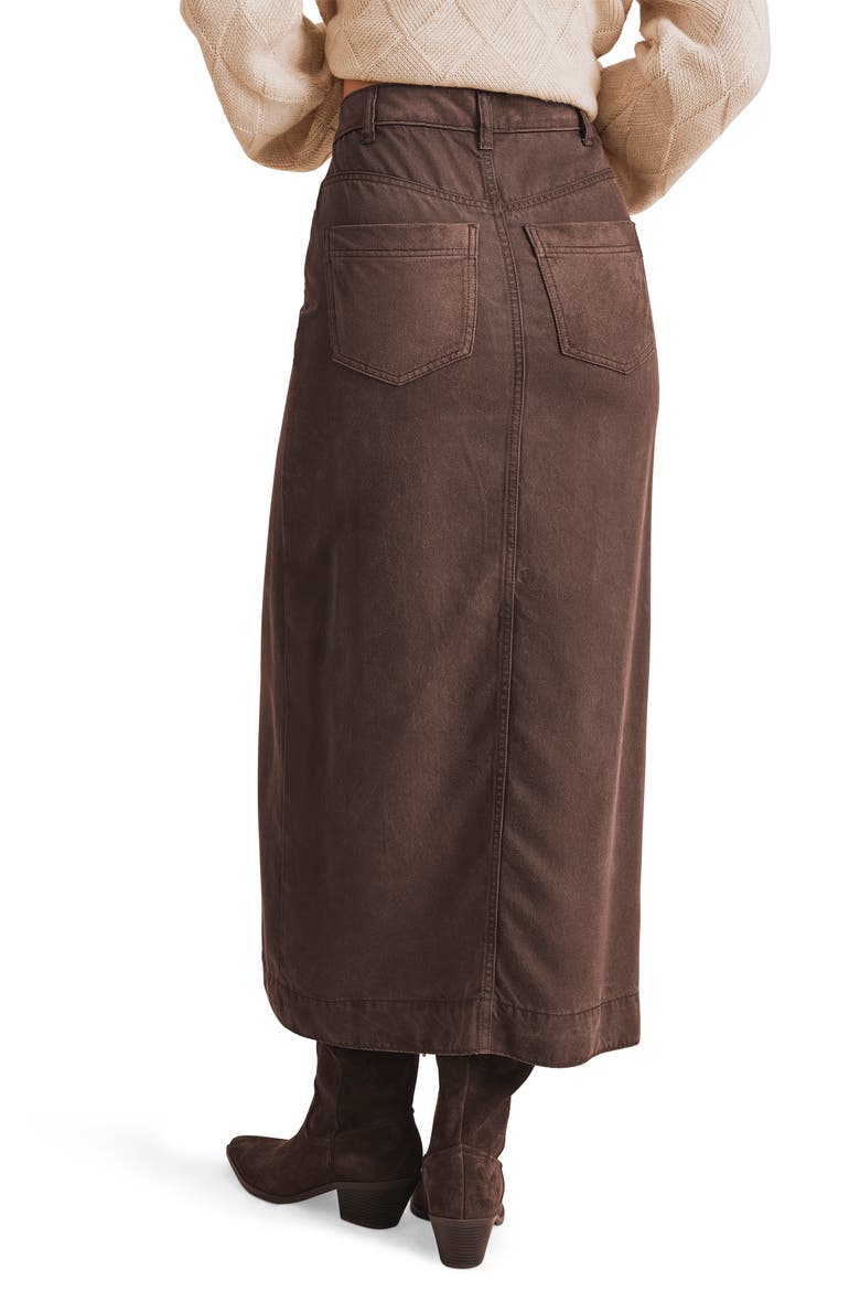Ryder Front Slit Denim Skirt, Alternate, color, JAVA BROWN