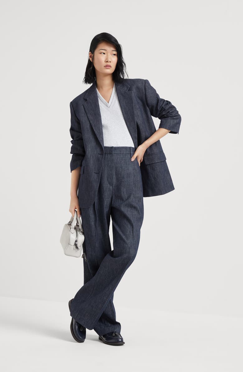 Brunello Cucinelli Stretch cotton ribbed jersey T-shirt with monili, Alternate, color, 