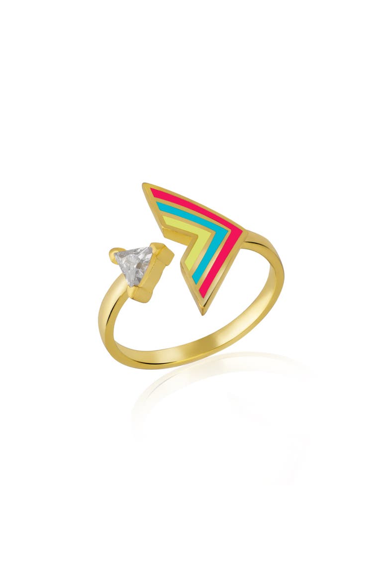 Enamel Arrow Ring In Sterling Silver, Main, color, Gold
