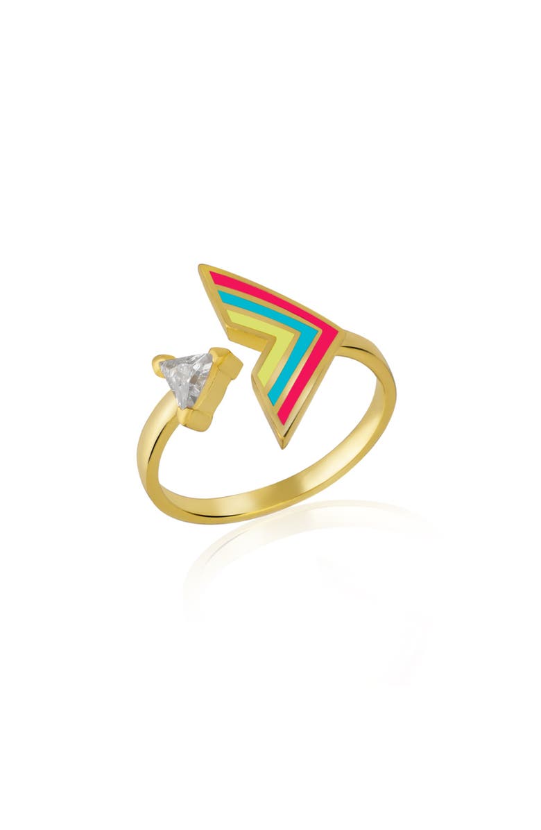Spero London Enamel Arrow Ring In Sterling Silver, Main, color, Gold