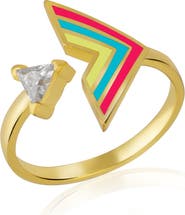 Spero London Enamel Arrow Ring In Sterling Silver