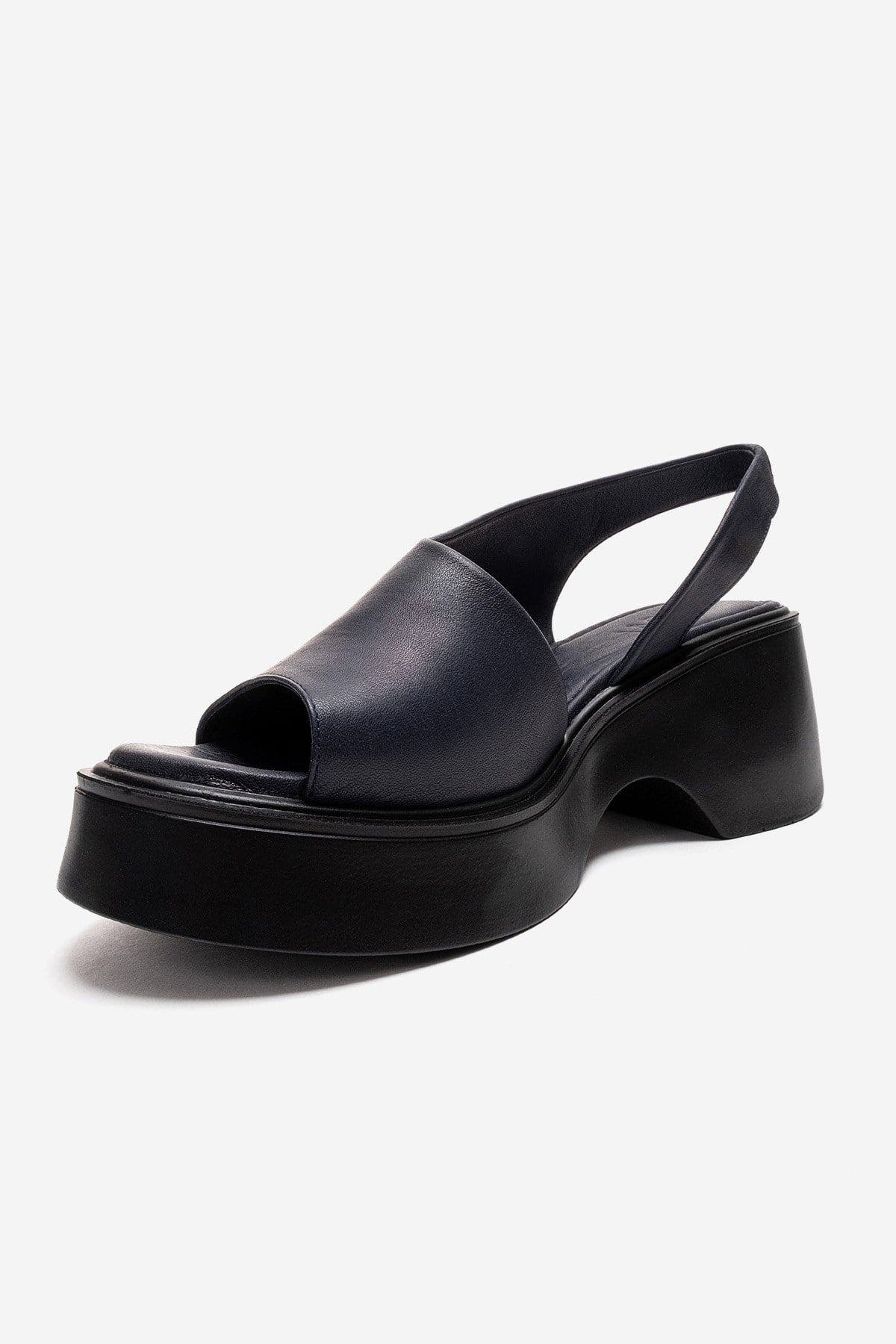 ROY Leather Wedge Sandal, Alternate, color, Navy