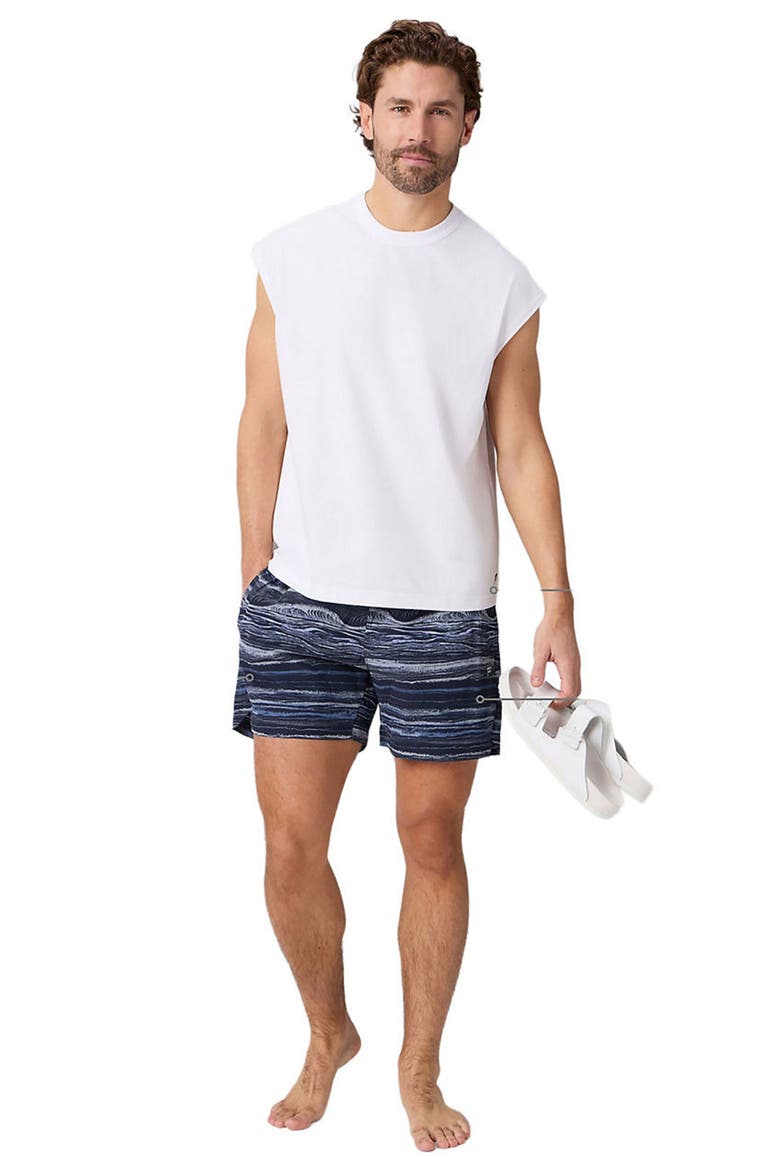 Men's The Swim Trunk 5in, Alternate, color, Deep Navy Breaking Waves