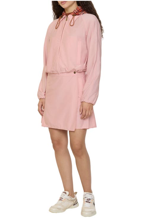 Pleated Stretch Nylon Mini Skirt