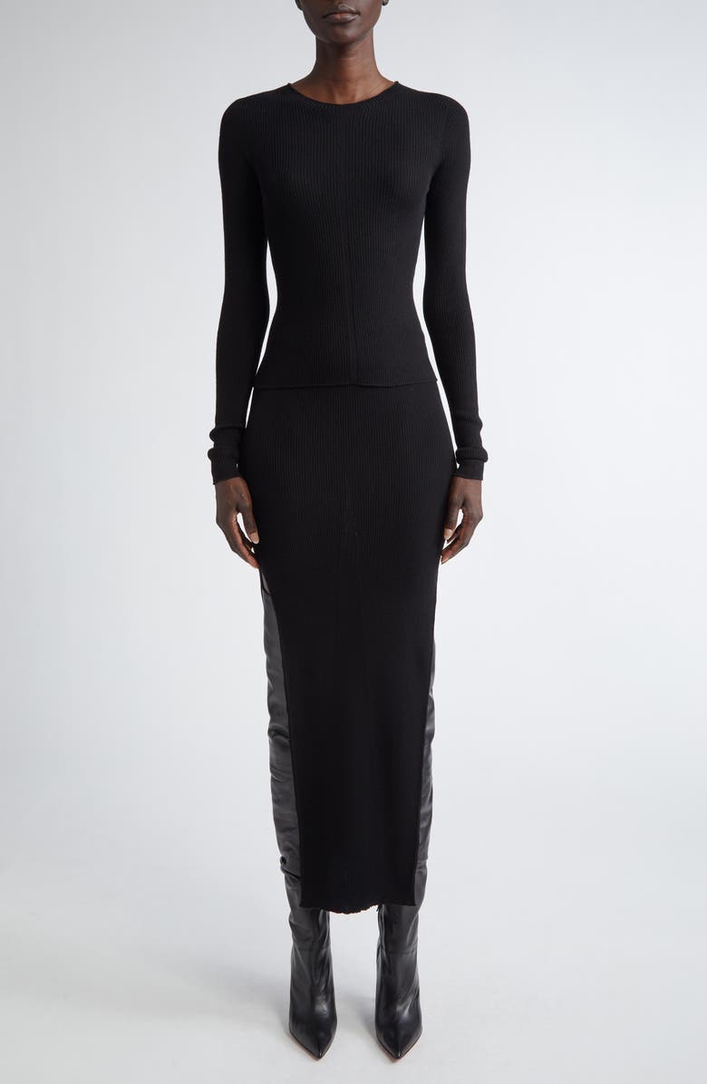 Rick Owens Virgin Wool Rib Sweater, Alternate, color, Black