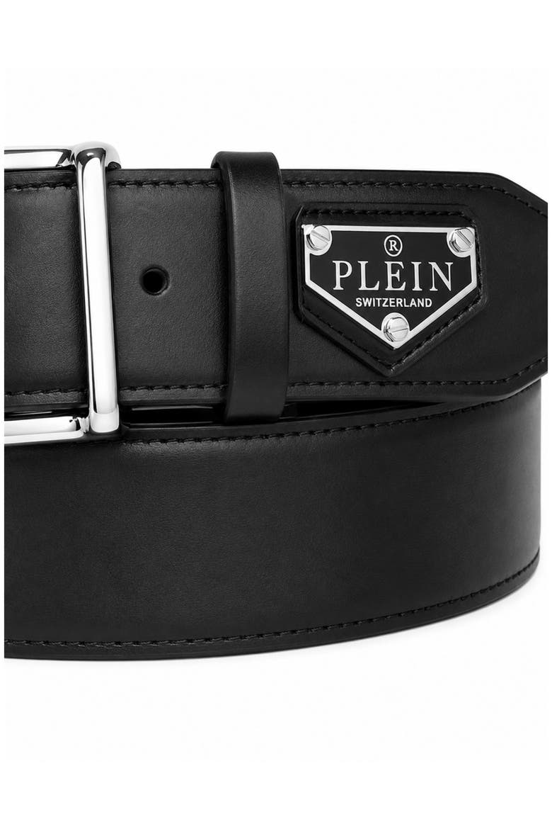 Leather Belt Triangle Men, Alternate, color, black/nickel