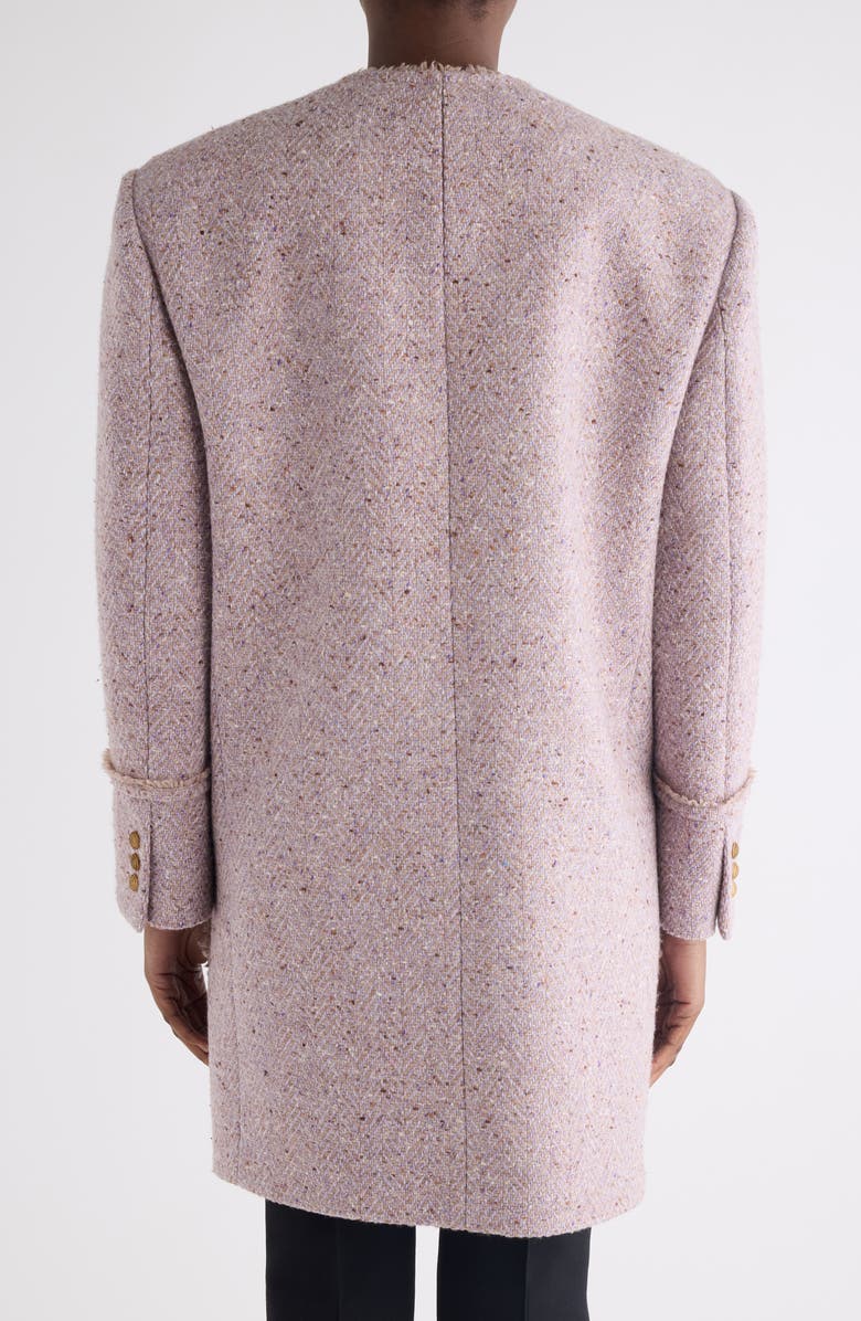 Chloé Fringe Wool Blend Tweed Herringbone Jacket, Alternate, color, Silky Violet