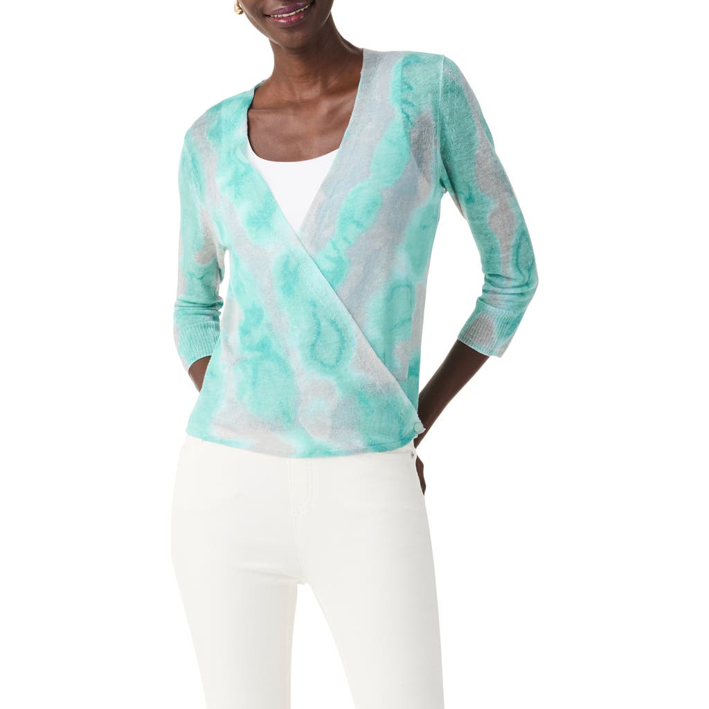 Nic + Zoe Watercolor Waves 4 Way Cardigan In Aqua Multi In Aqua Multi
