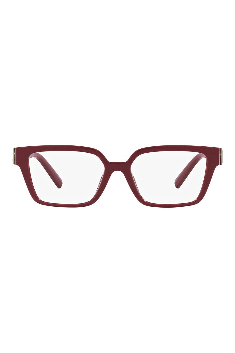 53mm Rectangular Optical Glasses, Main, color, DARK RED