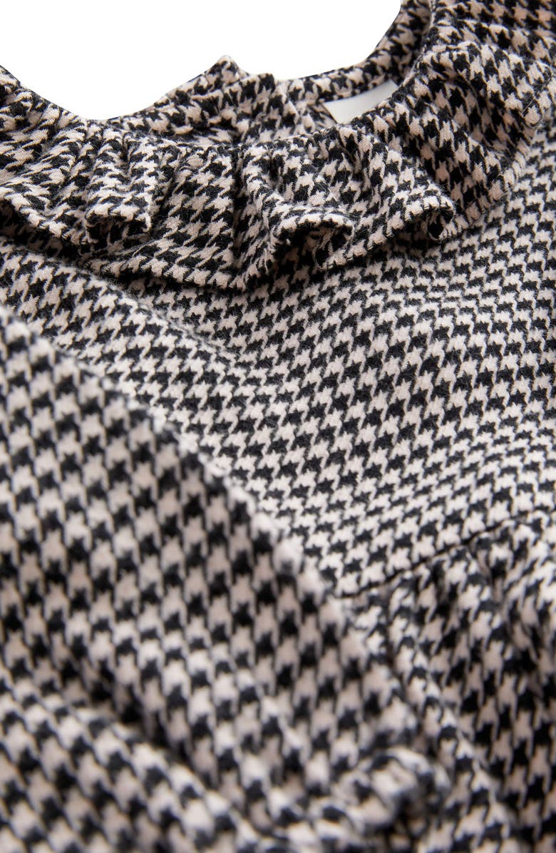 NEXT Kids' Puppytooth Ruffle Collar Long Sleeve Cotton Dress, Alternate, color,