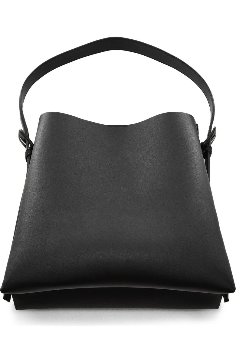 MANGO Buckle Detail Faux Leather Shopper, Alternate, color,