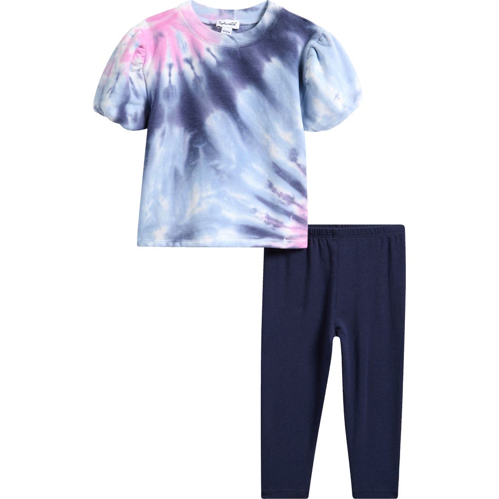 Splendid Tie Dye Puff Sleeve Fleece Sweatshirt & Leggings Set In Multi