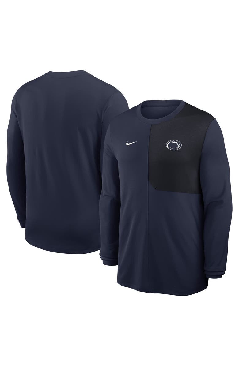 Nike Men's Nike Navy Penn State Nittany Lions 2025 Sideline Coach UV Performance Long Sleeve T-Shirt, Alternate, color, Navy
