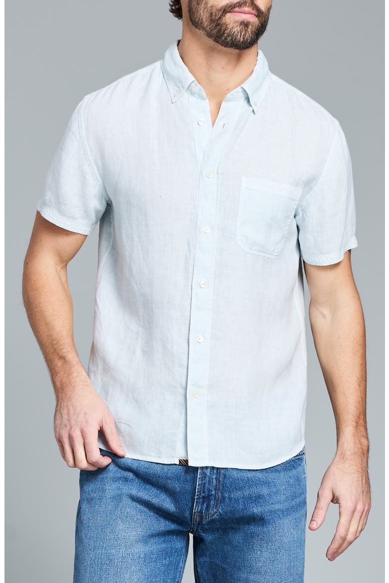 Tuscumbia Short Sleeve Linen Button-Down Shirt, Main, color, AIR BLUE