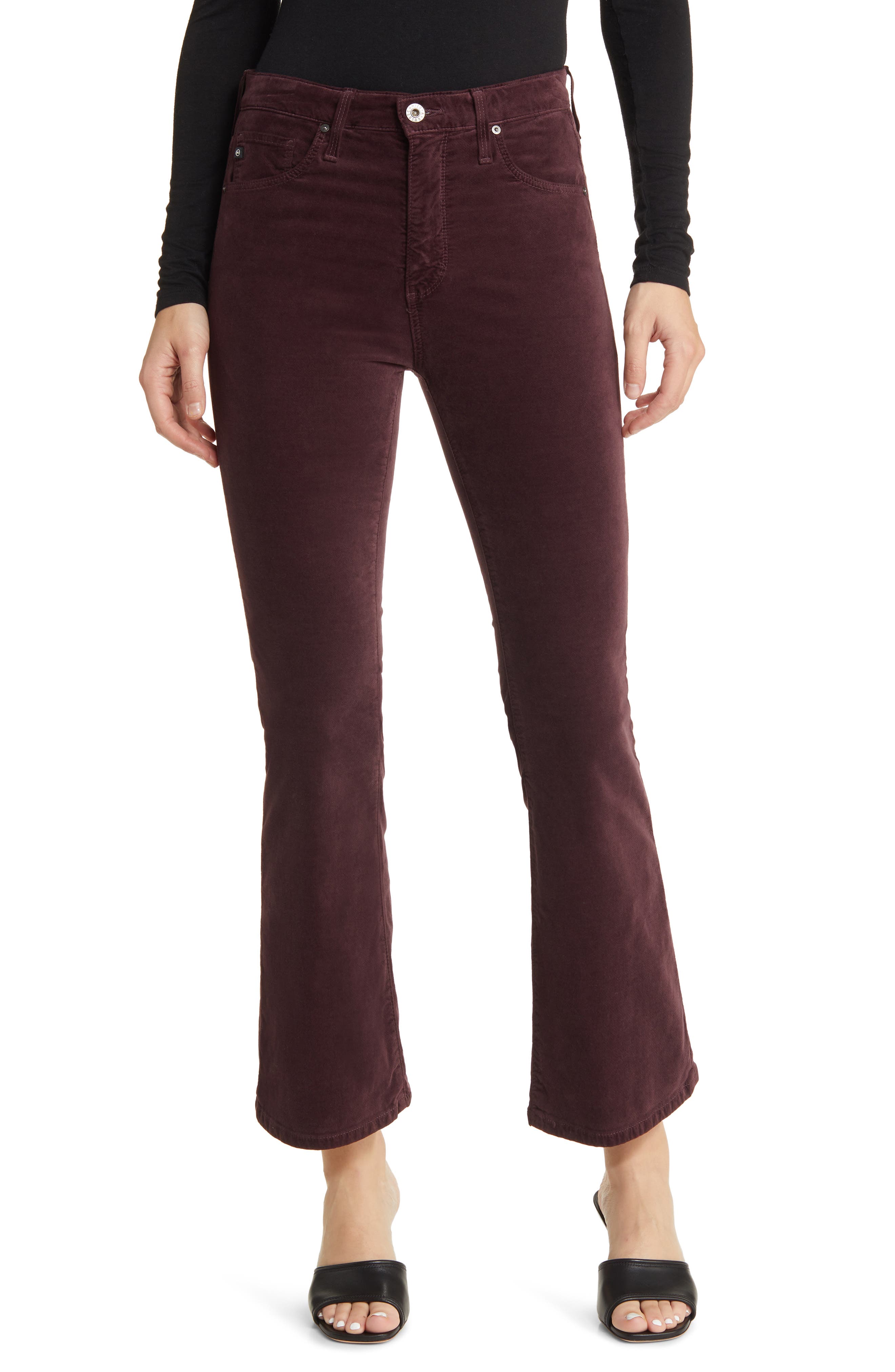Farrah High Waist Crop Bootcut Velvet Pants