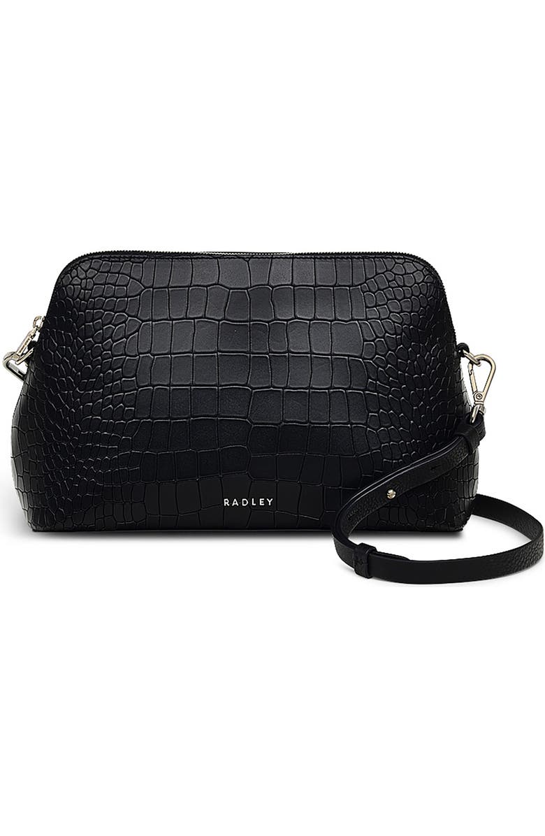 Radley Liverpool Street Croc Embossed Crossbody Bag, Main, color, Black