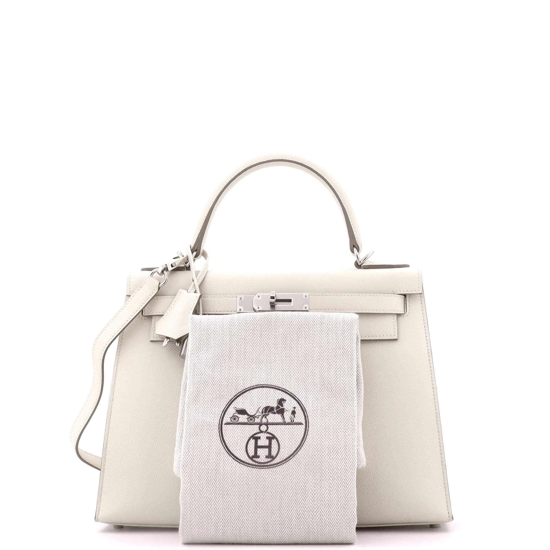 Pre-Owned Hermes Kelly Handbag Light Epsom with Palladium Hardware 28, Alternate, color, Craie