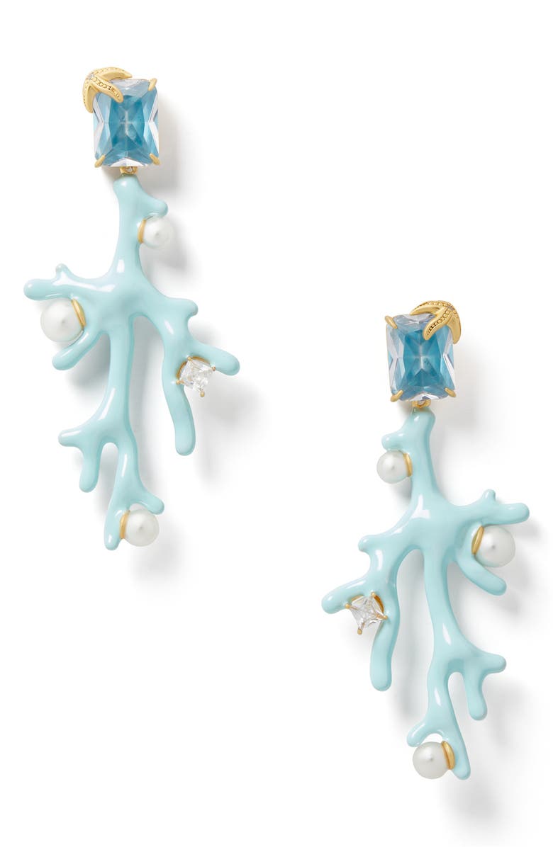 Kate Spade New York reef treasure coral imitation pearl drop earrings, Main, color, 