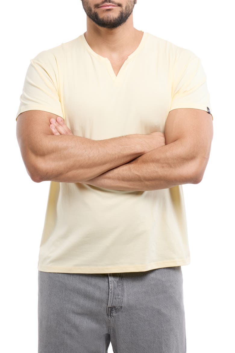 Split Neck T-Shirt, Alternate, color, BUTTERCREAM