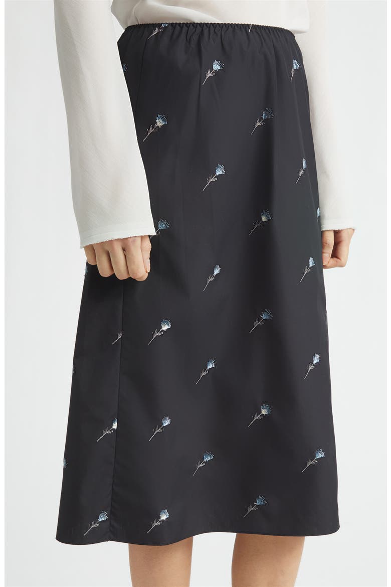 Floral Embroidered Poplin Skirt, Alternate, color, BLACK FLOWERS POPELINE
