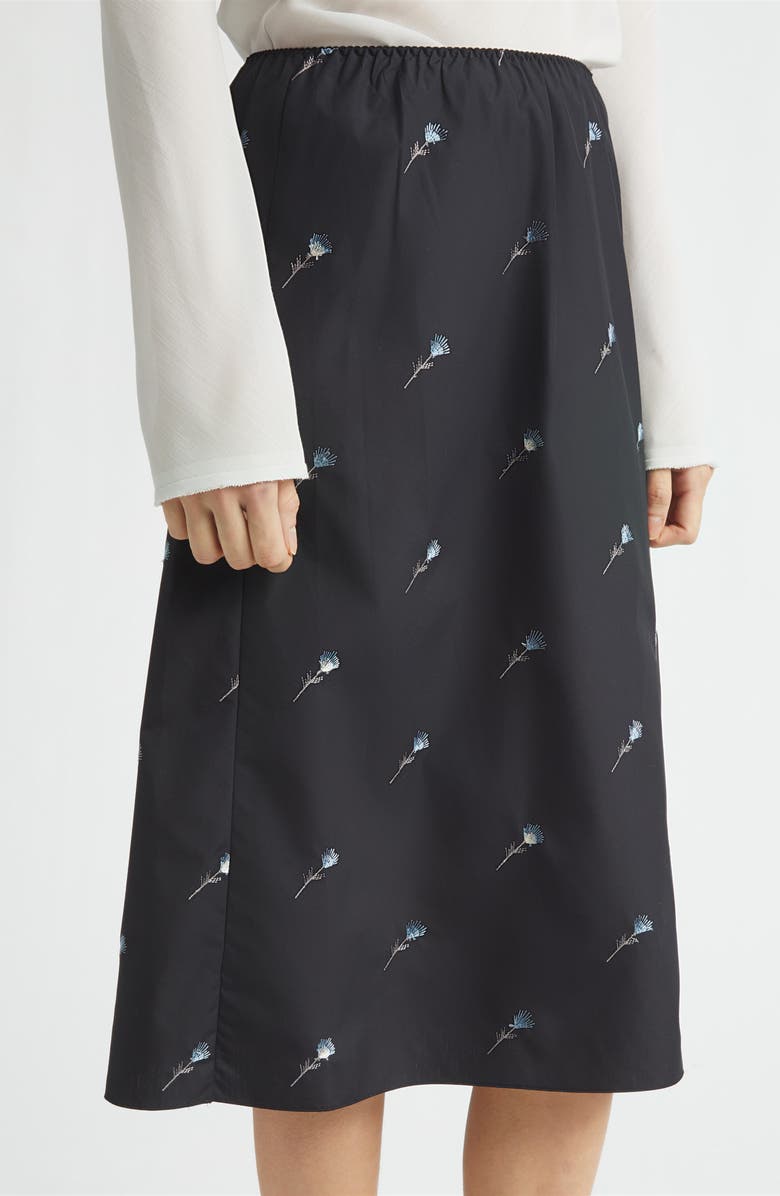 RIER Floral Embroidered Poplin Skirt, Alternate, color, Black Flowers Popeline