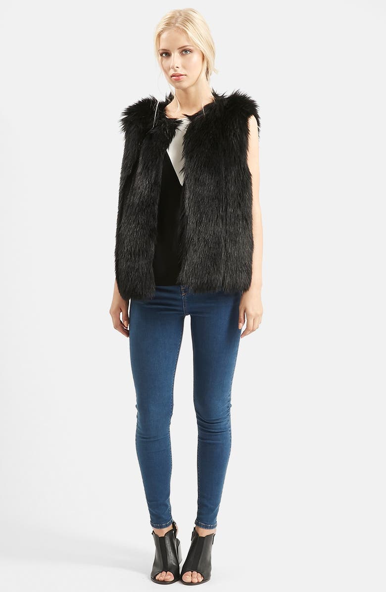 Topshop 'Leah' Faux Fur Vest, Alternate, color,