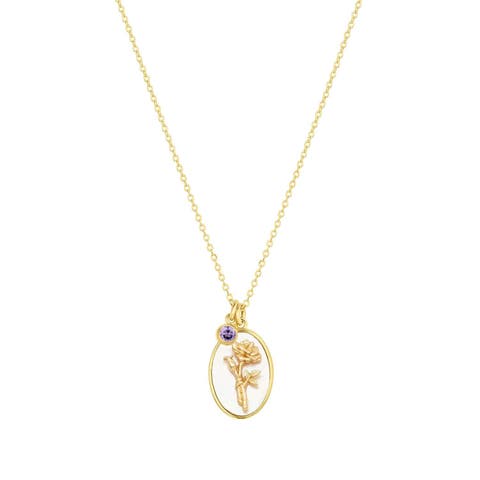 Katrina Birth Flower and Birthstone Charm Necklace