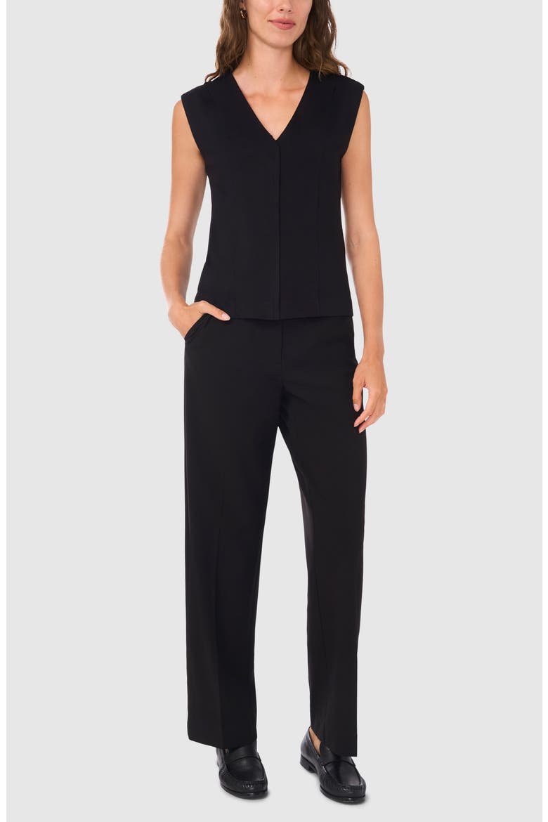 V-Neck Ponte Knit Top, Alternate, color, RICH BLACK 060