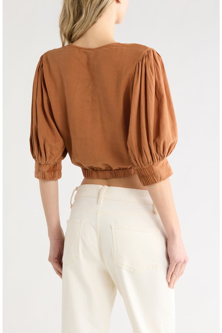 Miranda Linen Blend Crop Top, Alternate, color, CARMEL