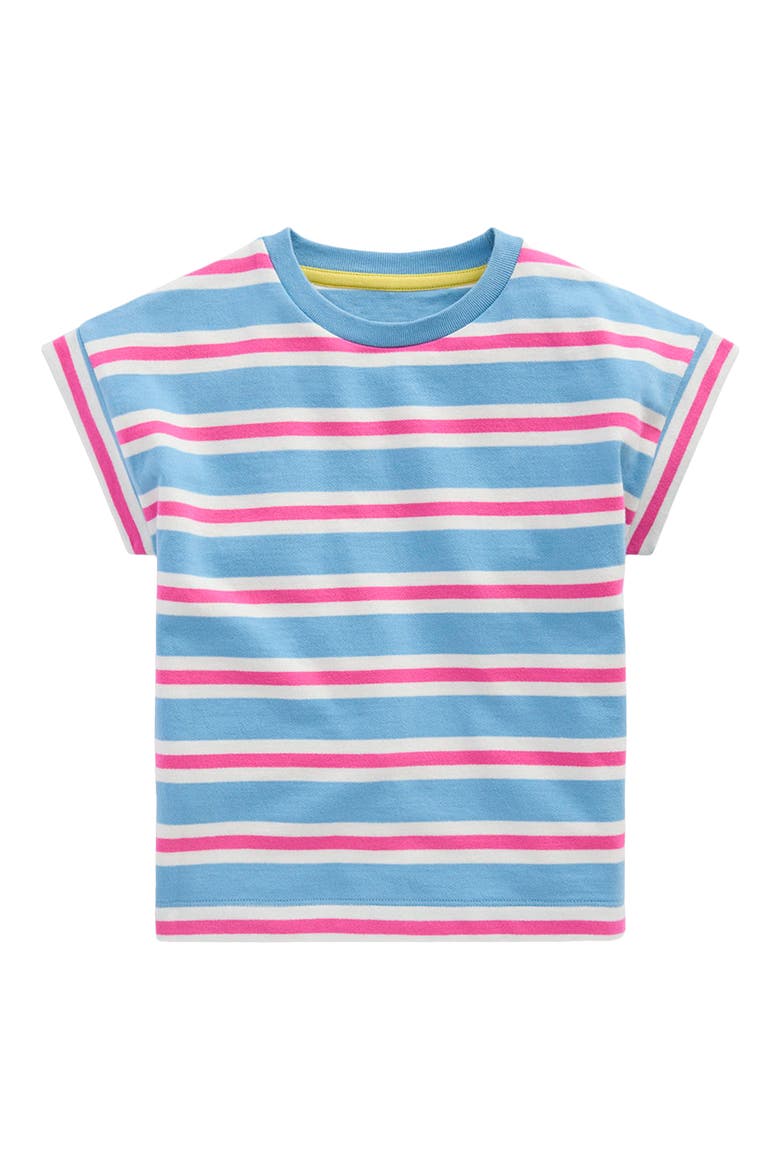 Kids' Stripe Short Sleeve Cotton Sweatshirt, Main, color, BLUE STRIPE