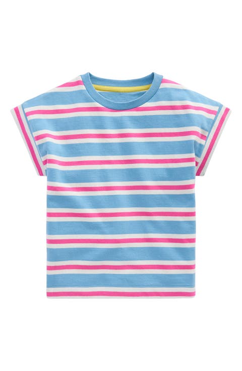 Kids' Stripe Short Sleeve Cotton Sweatshirt (Toddler, Little Kid & Big Kid)