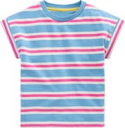 Mini Boden Kids' Stripe Short Sleeve Cotton Sweatshirt