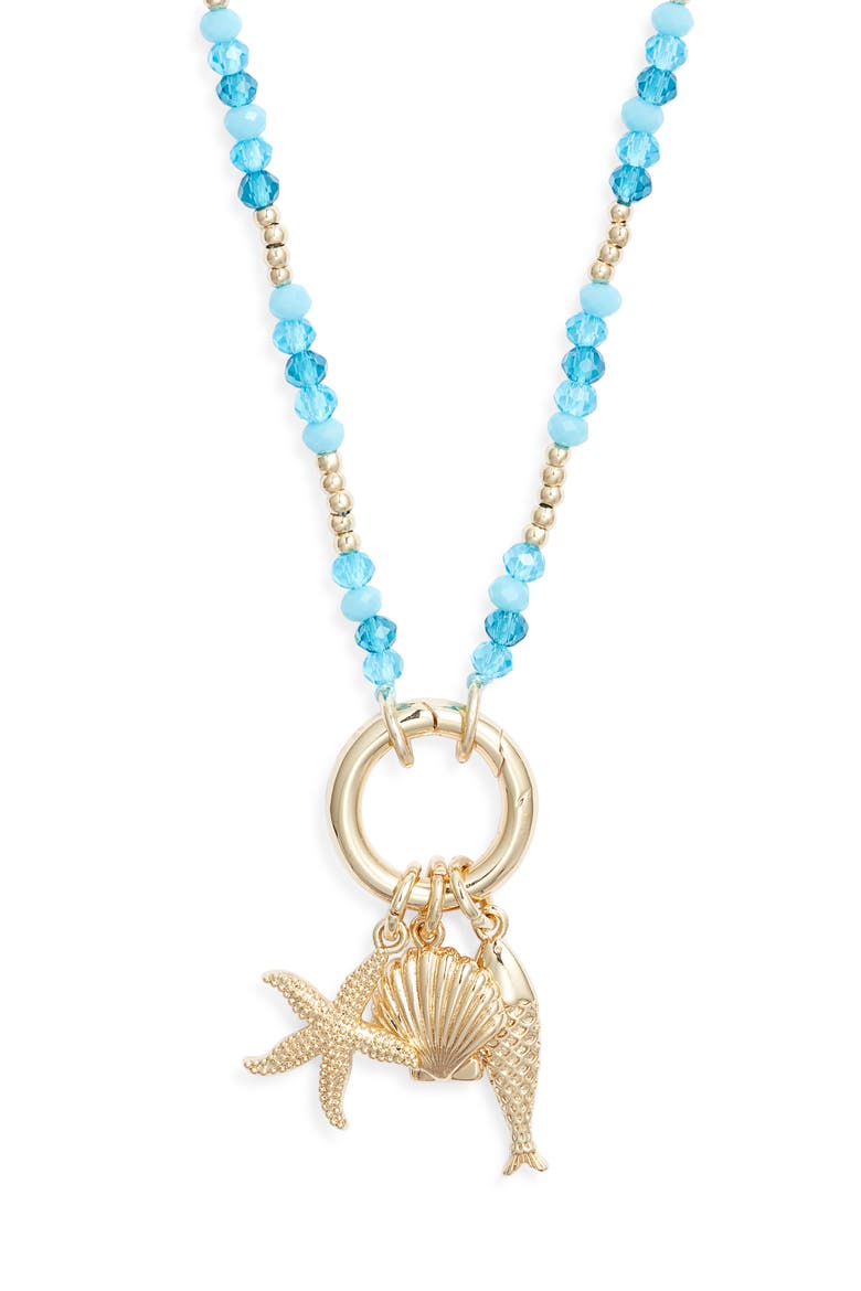 Demi Fine Bead Fish Charm Necklace, Alternate, color, TURQUOISE MULTI- GOLD