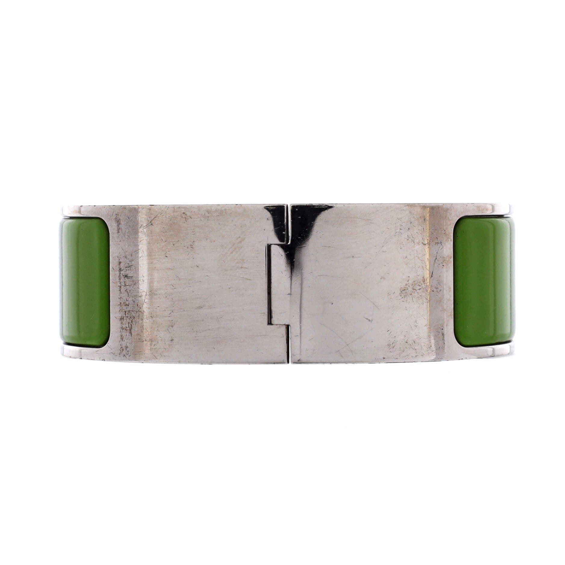 Pre-Owned Hermes Clic H Bracelet Enamel Wide, Alternate, color, Green