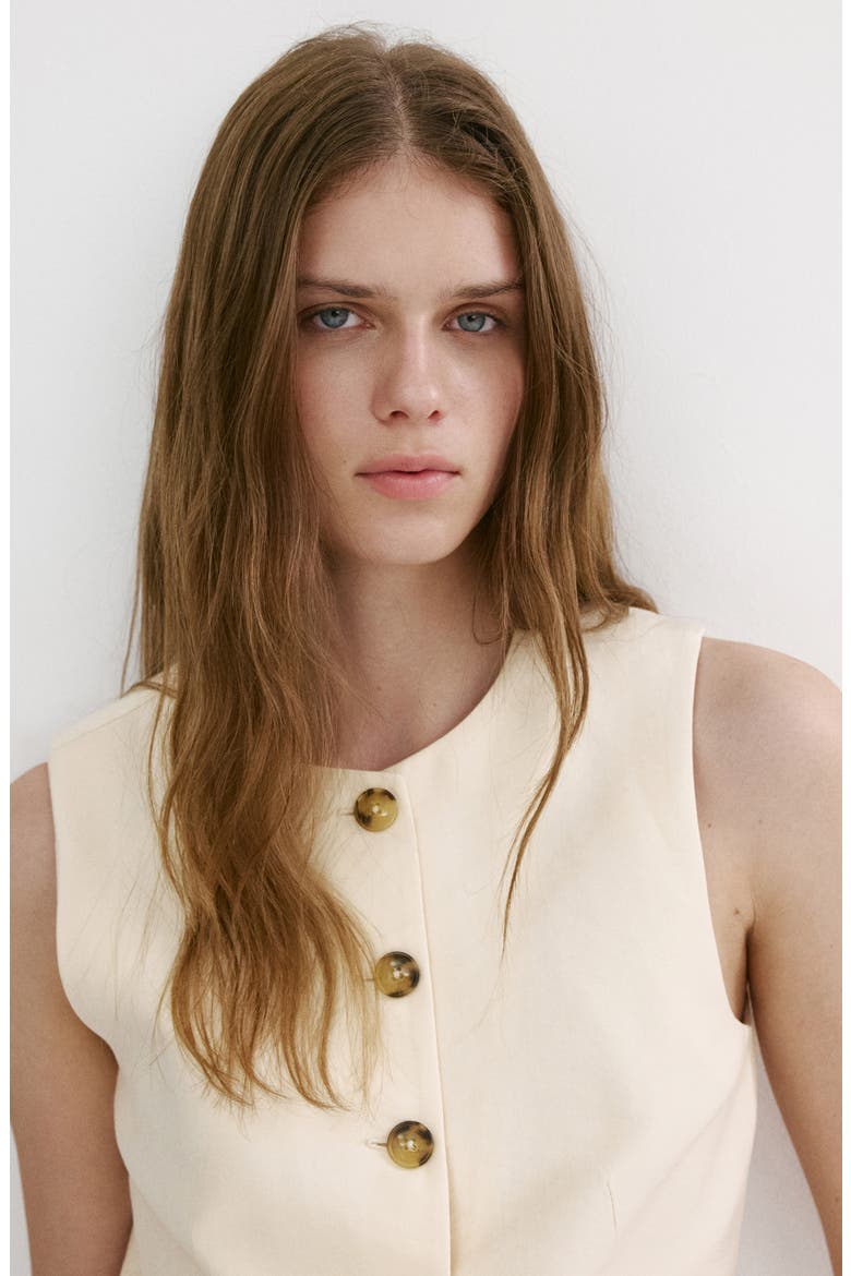 Pocket Button Front Vest, Alternate, color, ECRU