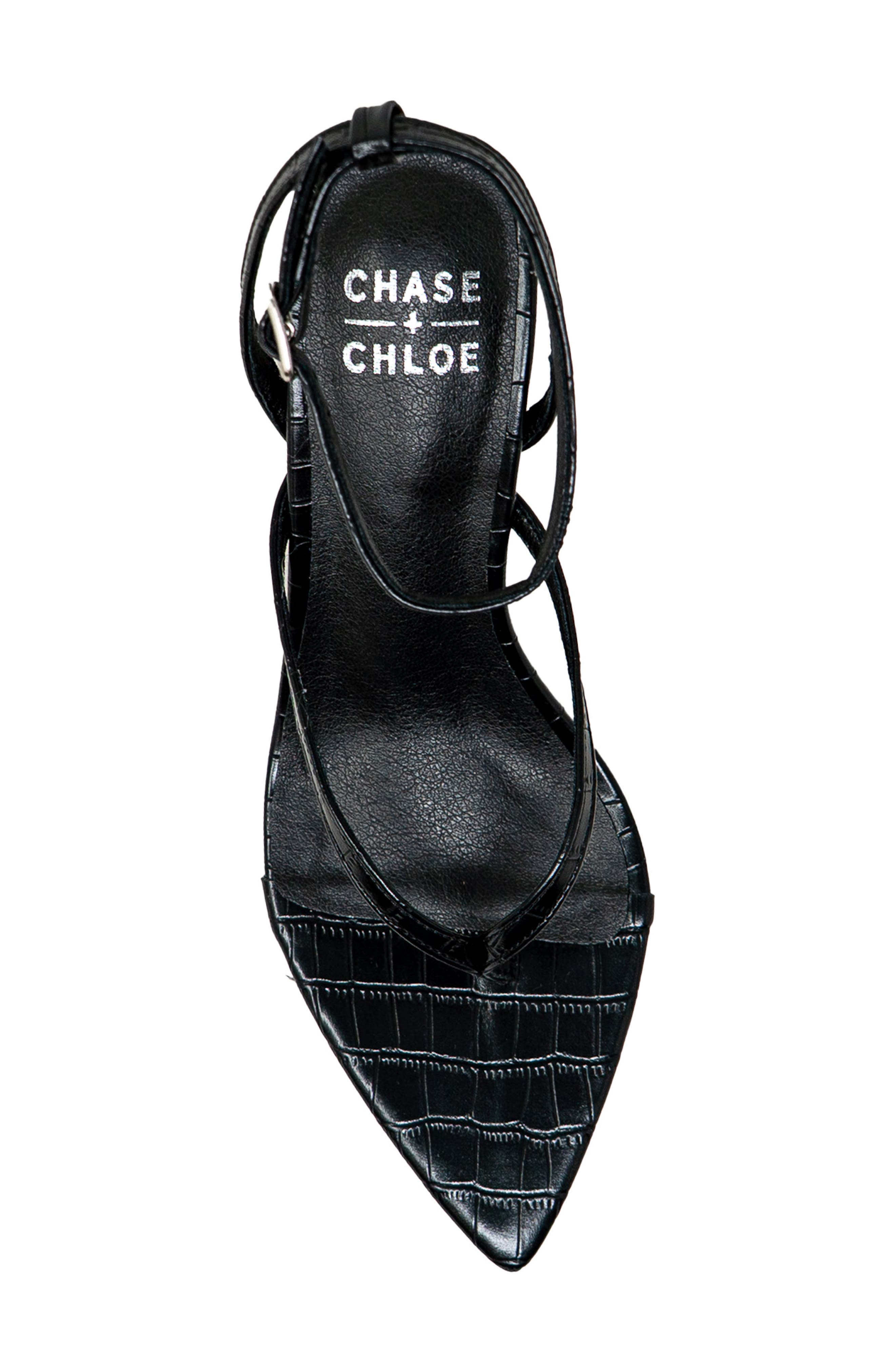 CHASE AND CHLOE Strappy Post Toe Sandal, Alternate, color, Black Croc