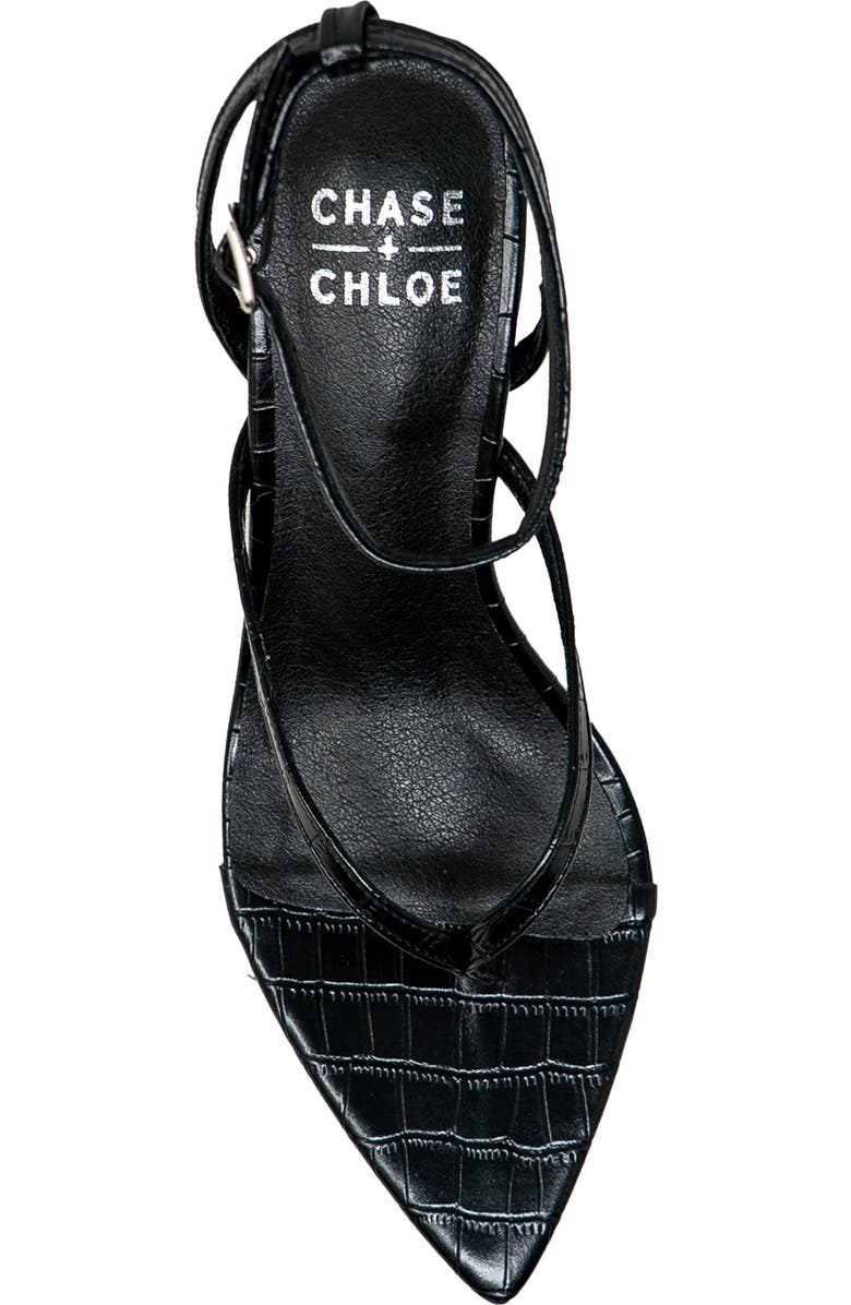CHASE AND CHLOE Strappy Post Toe Sandal, Alternate, color, Black Croc