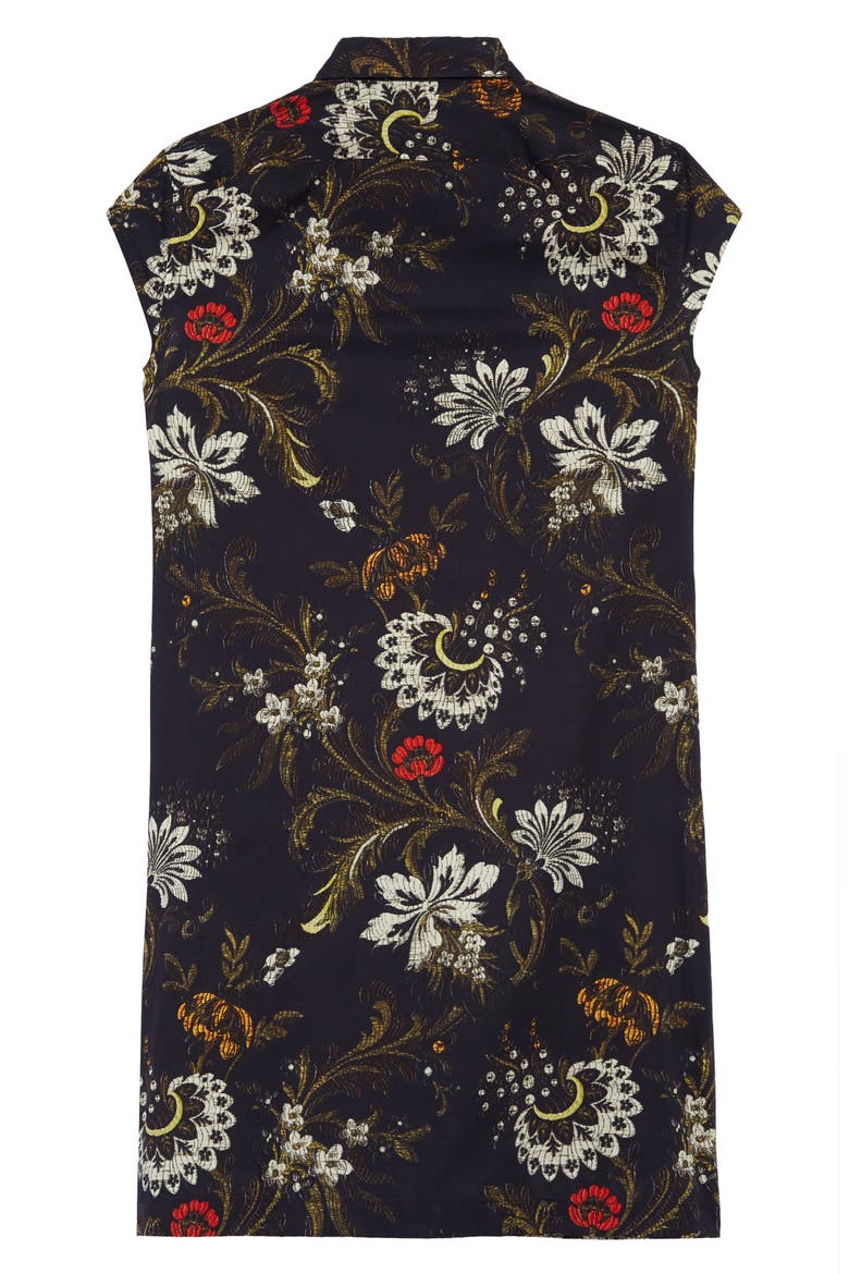 Dalvi Floral Print Cotton Shirtdress, Alternate, color, BLACK