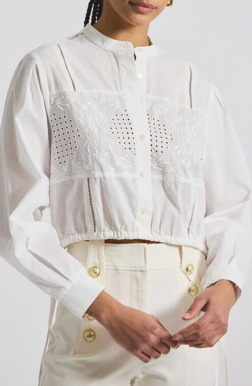 Derek Lam 10 Crosby Malory Garden Tile Cotton Eyelet Button-up Shirt In White