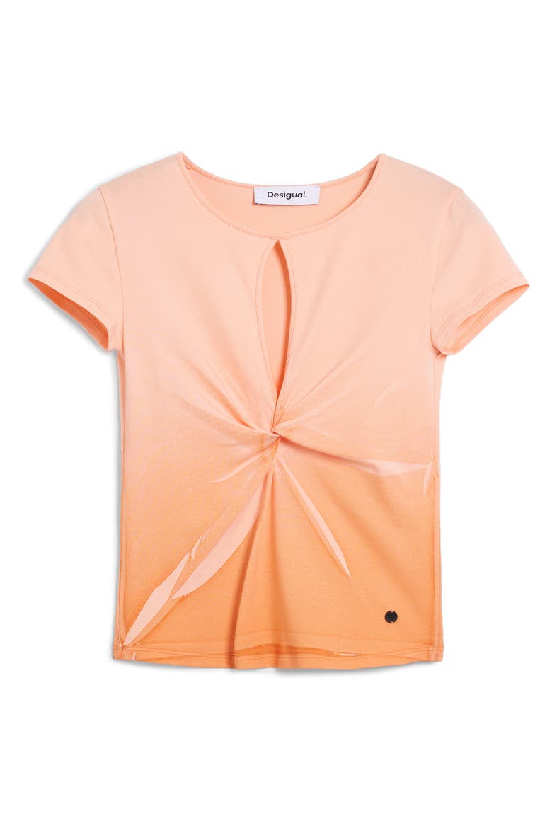 Keyhole Twist Ombré T-Shirt, Alternate, color, LIGHT PINK