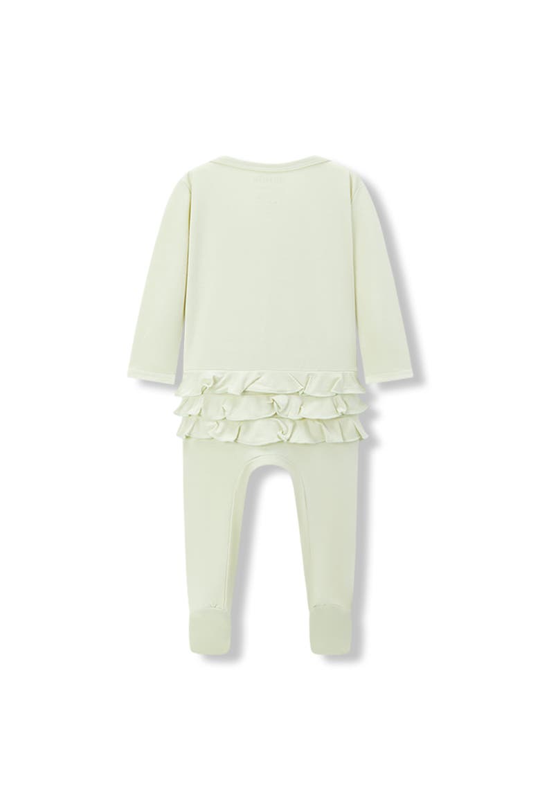 Luxe Solid Ruffle Footed Romper, Alternate, color, Aloe
